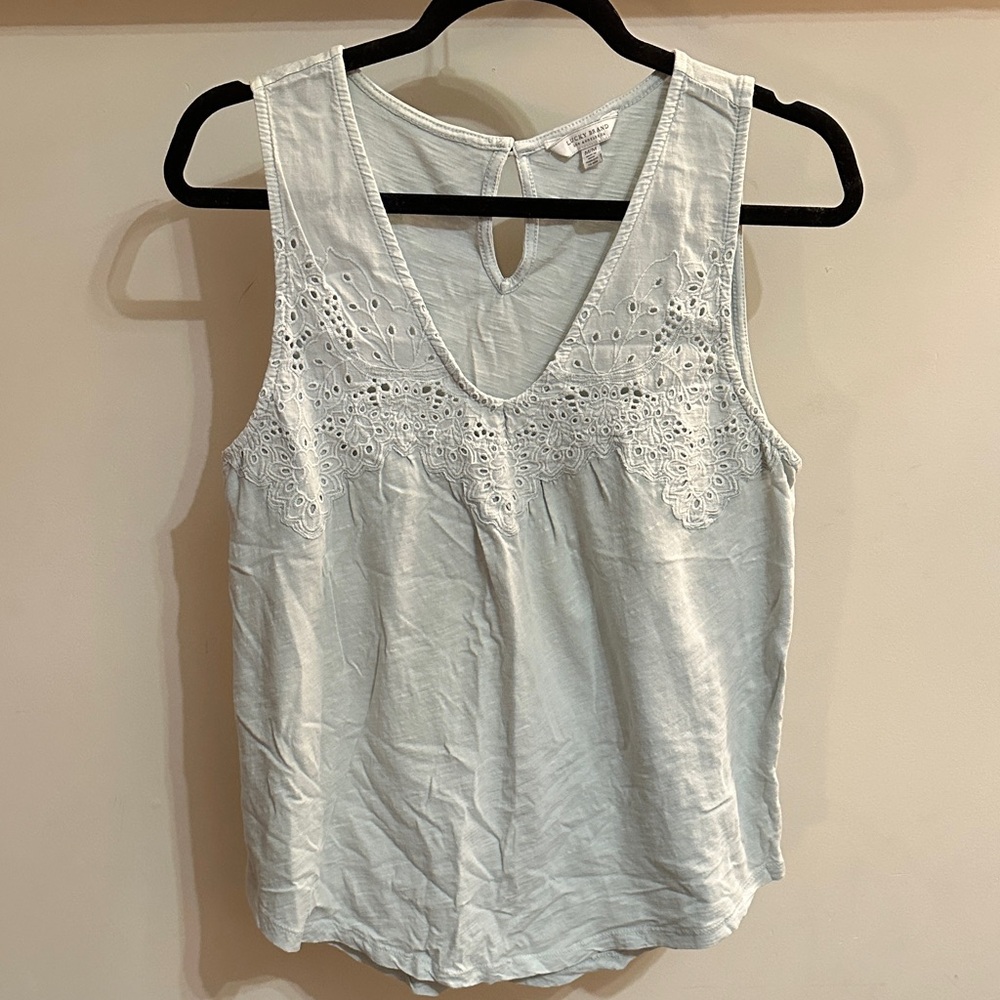 Lucky Brand Mint Green Sleeveless Eyelet Top